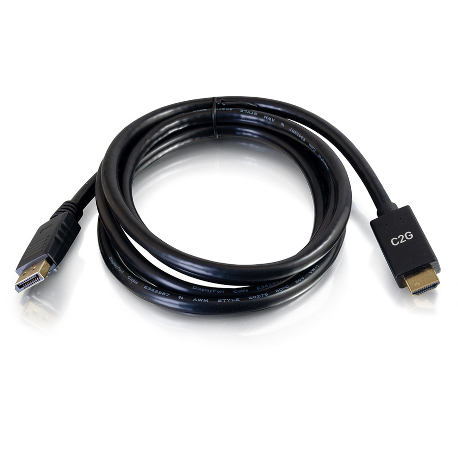 C2G 6ft DisplayPort to HDMI Cable - DP to HDMI Adapter Cable - DisplayPort 1.2a HDMI 1.4b - 4K 30Hz - M/M