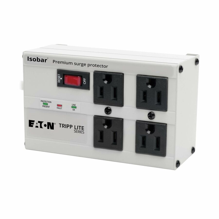 Eaton Tripp Lite Series Isobar 4-Outlet Surge Protector, 6 ft. Cord with Right-Angle Plug, 3330 Joules, Diagnostic LEDs, Metal Housing