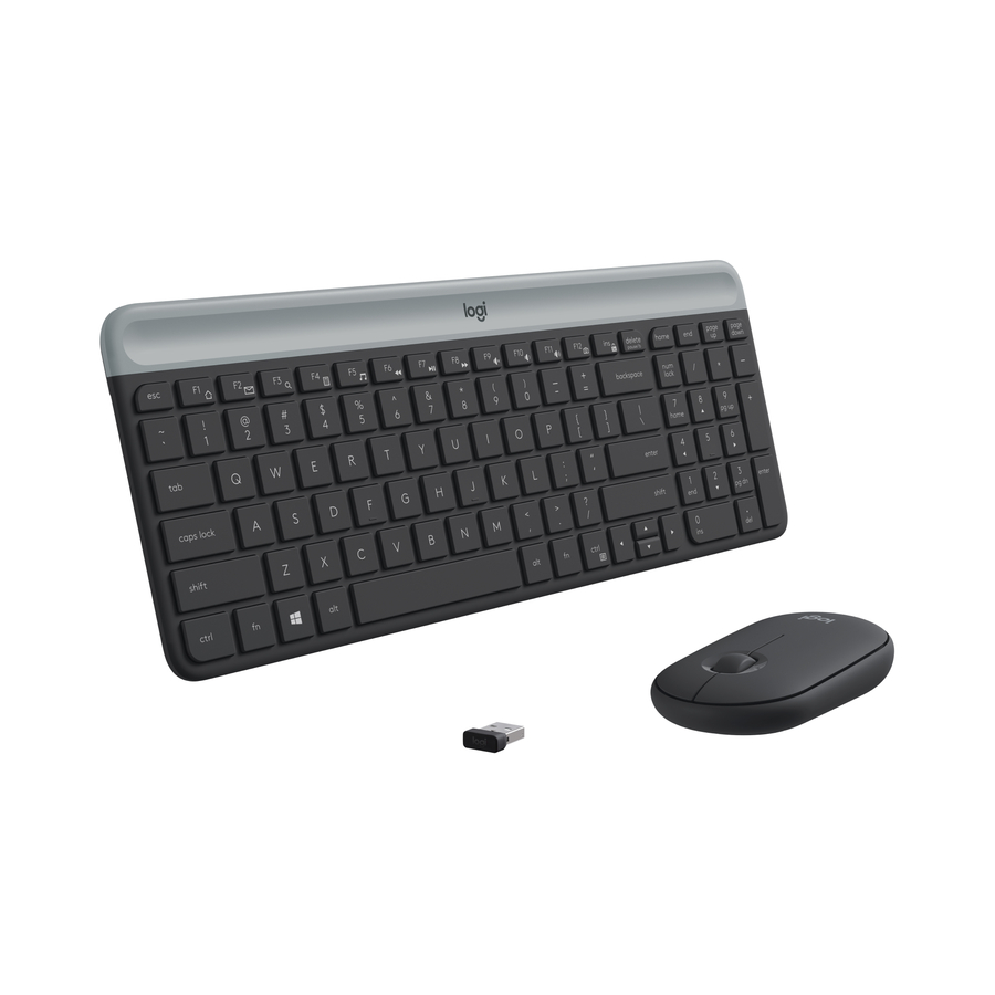 [12LogMK470-BLK] Logitech MK470 Slim Wireless Keyboard and Mouse Combo - Modern Compact Layout, Ultra Quiet - Graphite