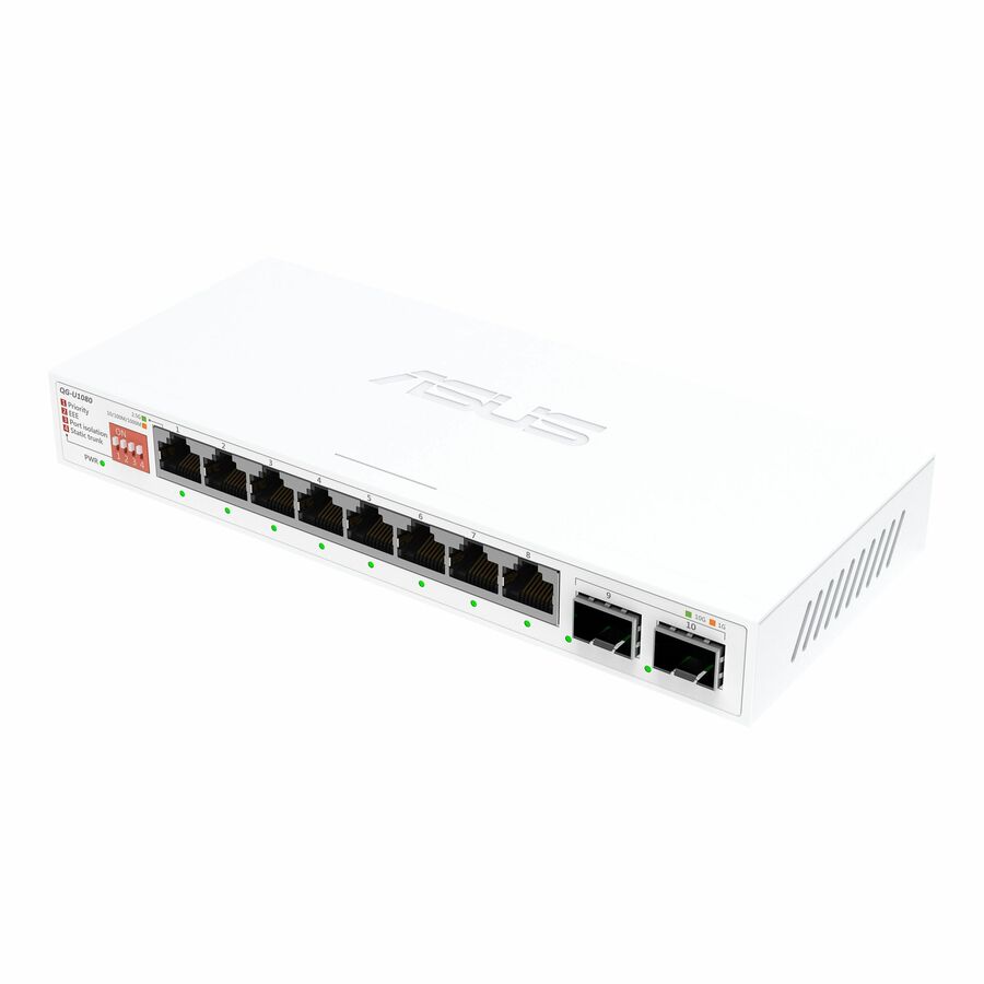 Asus QG-U1080, 8-Port 2.5G and 2-Port 10G SFP+ Unmanaged Switch, Support 4 Intelligent Modes, Home Network Hub, Office Ethernet Splitter, Plug and Play, Easy Setup, Desktop, Silent Operation - TAA compliant