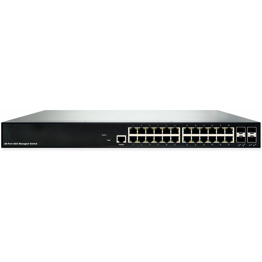 Black Box LGB5000 Series Gigabit Ethernet (1000-Mbps) Managed Switch - (24) 10/100/1000-Mbps Copper RJ45, (4) 100/1000-Mbps SFP+, (1) DB9 Console