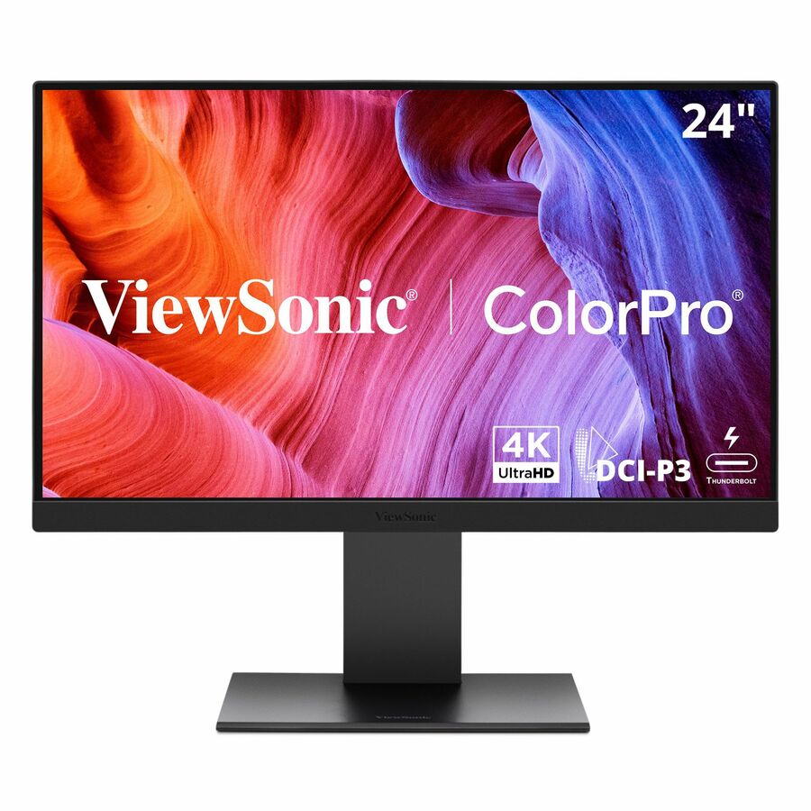 ViewSonic VP2488-4K 24 Inch 4K Mac-Ready Monitor, IPS with 100% sRGB, 98% DCI-P3 and Pantone Validated for Mac Studio and MacBook Pro, Advanced Ergonomics, Thunderbolt 4, USB, HDMI, and DisplayPort