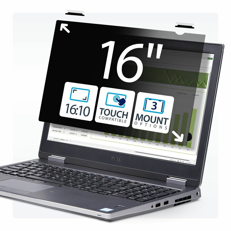 StarTech 16-inch 16:10 Flip-Up Privacy Screen w/Touch, Anti-Glare Privacy Filter, Laptop Monitor Screen Protector, Blue Light Filter