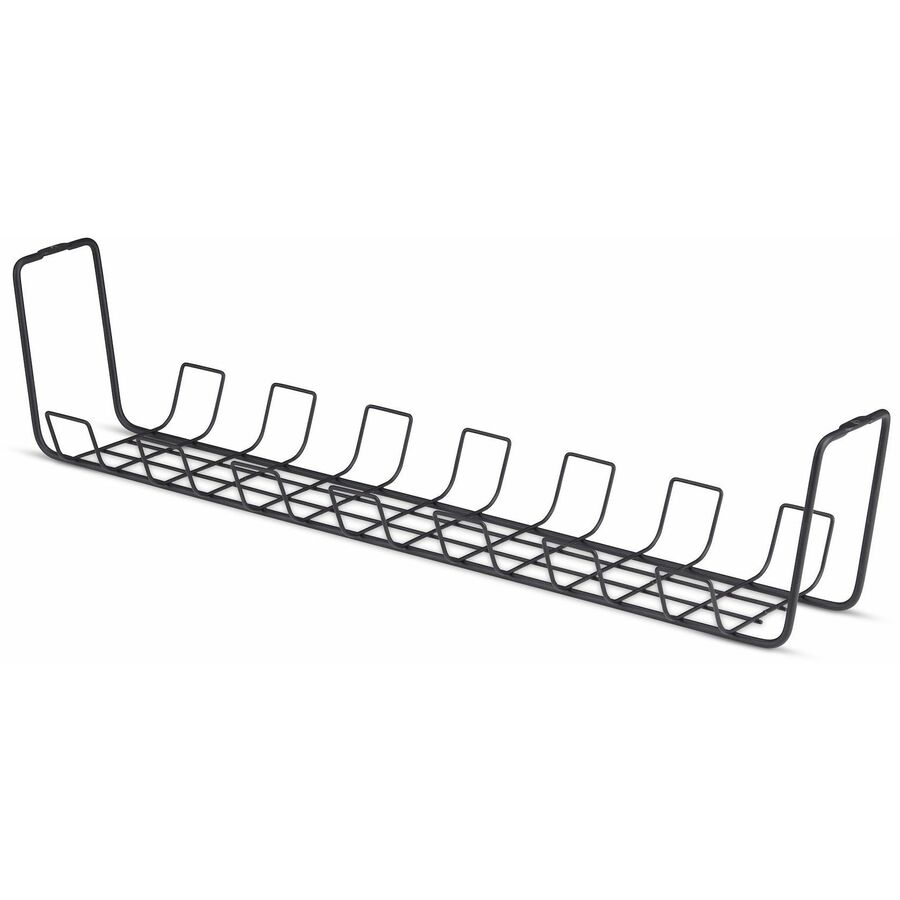StarTech Under Desk Cable Management Tray, 24" Long, Basket Style, Screw-On Installation, Metal, Black, TAA-Compliant