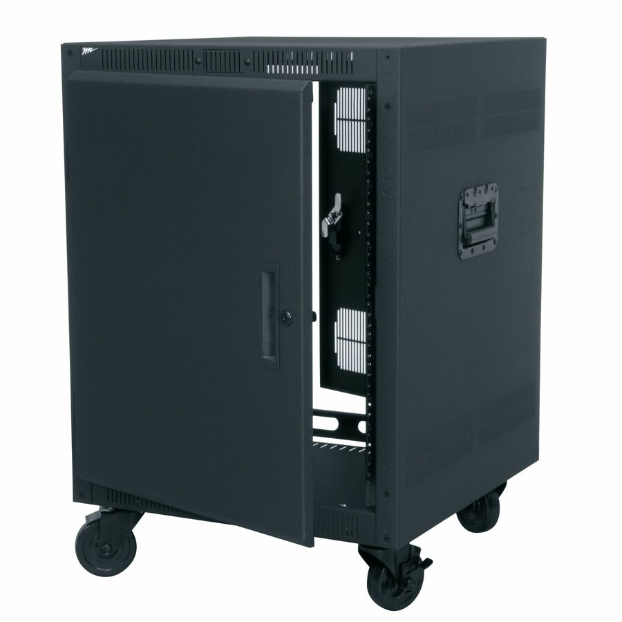 Middle Atlantic 14RU PTRK Portable Rolling 4-Post Rack - 24in Depth Floor Rack - No Wood Laminate Top - TAA Compliant