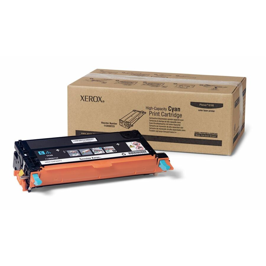 Xerox Genuine Phaser™ 6180/6180MFP Cyan High capacity Toner Cartridge (6000 Pages) - 113R00723