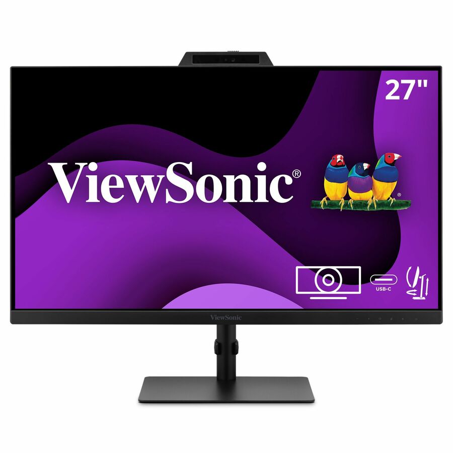 ViewSonic VG2741V 27 Inch 1080p Monitor, IPS Display with Windows Hello, Built-in Microphone, and IR 5MP Webcam for Smooth Video Conferencing, Advanced Ergonomics, USB-C, HDMI, and DisplayPort Inputs