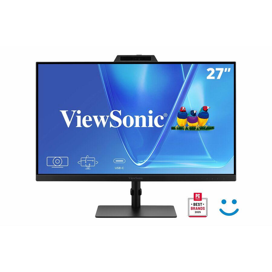ViewSonic VG2741V 27 Inch 1080p Monitor, IPS Display with Windows Hello, Built-in Microphone, and IR 5MP Webcam for Smooth Video Conferencing, Advanced Ergonomics, USB-C, HDMI, and DisplayPort Inputs