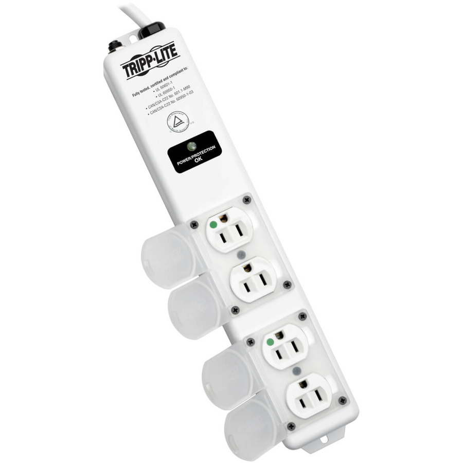 Tripp Lite by Eaton Safe-IT UL 60601-1 Medical-Grade Surge Protector for Patient-Care Vicinity 4x Hospital-Grade Outlets 15 ft. Cord Antimicrobial Protection