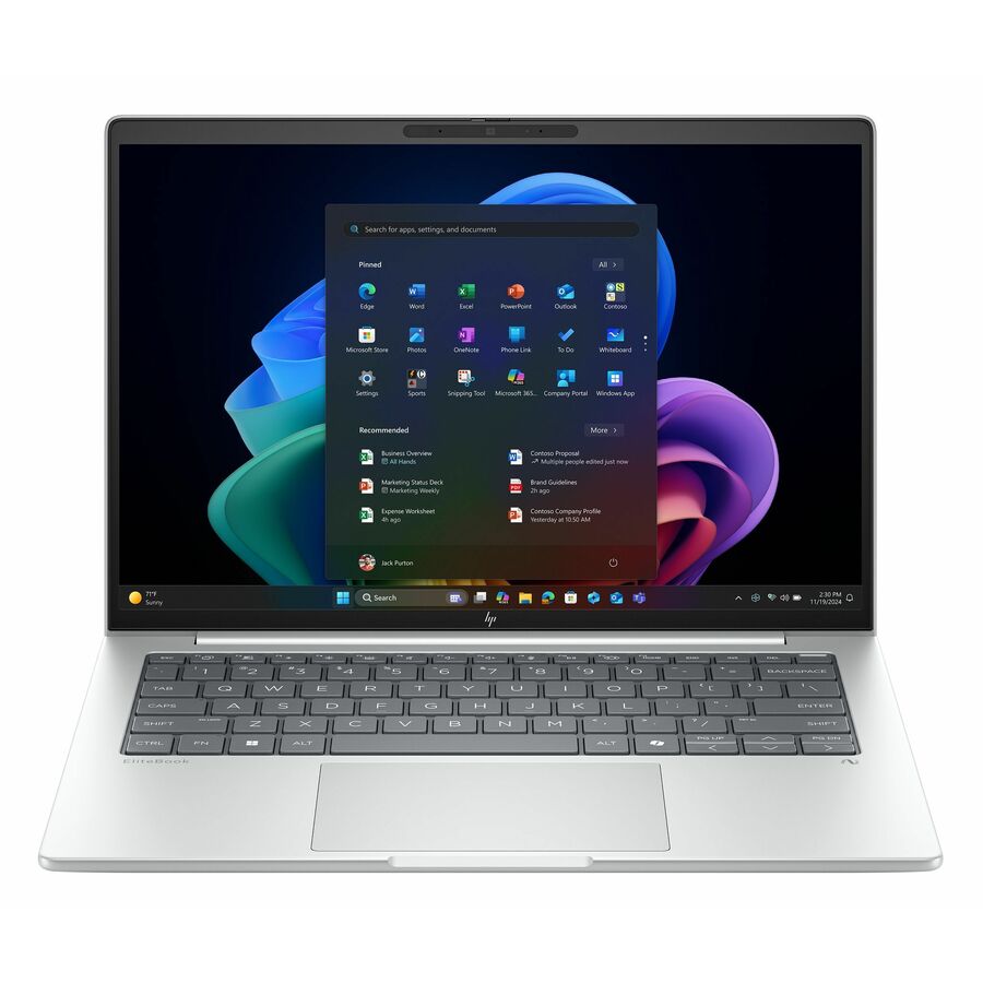 HP EliteBook 8 G1i 14" Touchscreen Notebook - WUXGA - 60 Hz - Intel Core Ultra 7 258V - 32 GB - 512 GB SSD - English Keyboard - Glacier Silver Aluminum