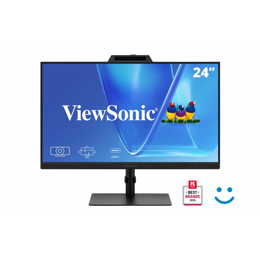 ViewSonic VG2441V 24 Inch 1080p Monitor, IPS Display with Windows Hello, Built-in Microphone, and IR 5MP Webcam for Smooth Video Conferencing, Advanced Ergonomics, USB-C, HDMI, and DisplayPort Inputs