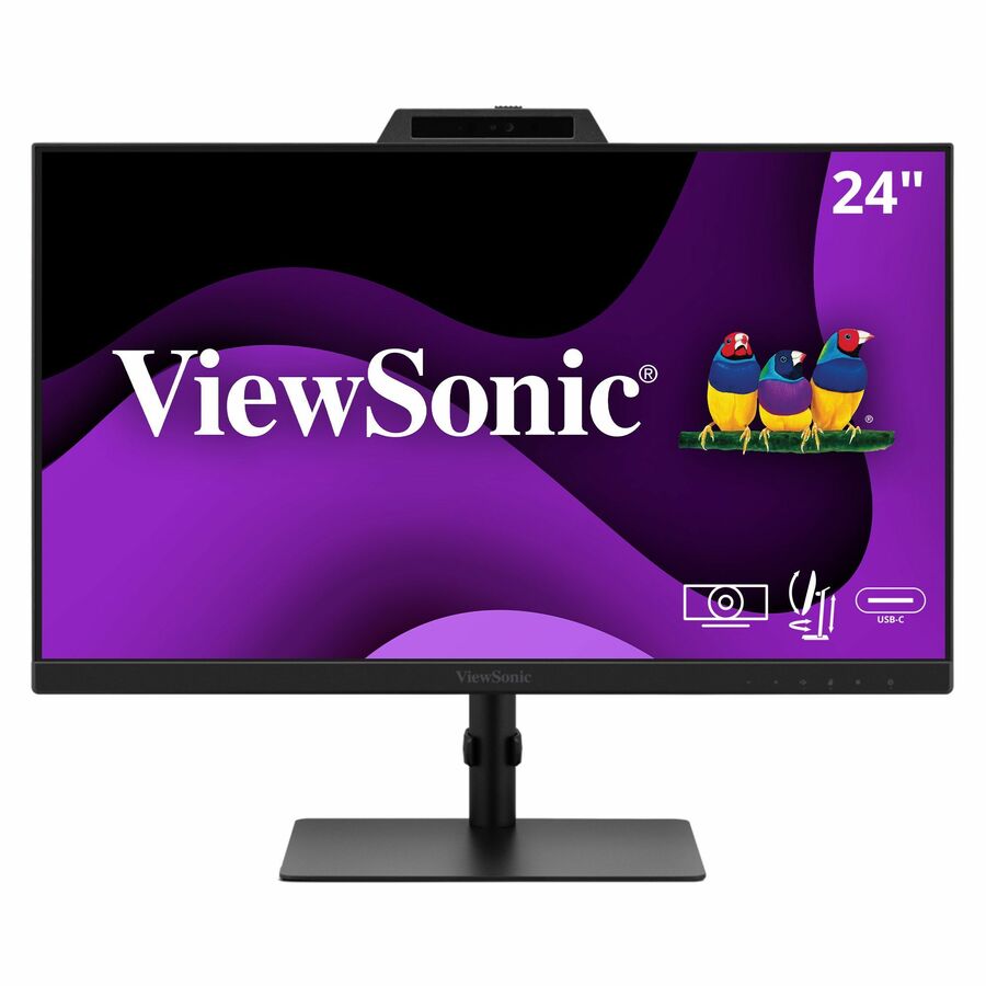 ViewSonic VG2441V 24 Inch 1080p Monitor, IPS Display with Windows Hello, Built-in Microphone, and IR 5MP Webcam for Smooth Video Conferencing, Advanced Ergonomics, USB-C, HDMI, and DisplayPort Inputs