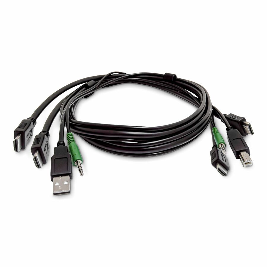 StarTech 10ft (3m) Dual-HDMI KVM Cable, USB 2.0, 3.5mm Audio, Universally Compatible Combo Cable for KVM Switches, TAA