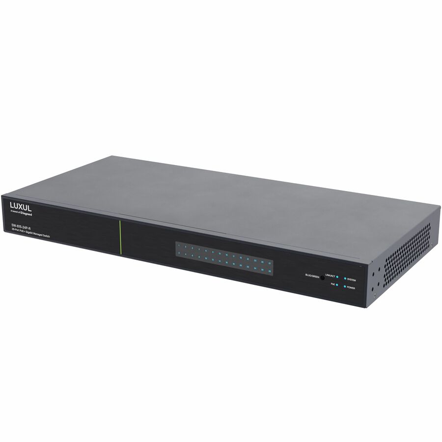 Luxul 1Gb L2/L3 Managed Switch - 24 PoE+, 4 (10G) SFP+ Rear-Facing Ports - TAA Compliant