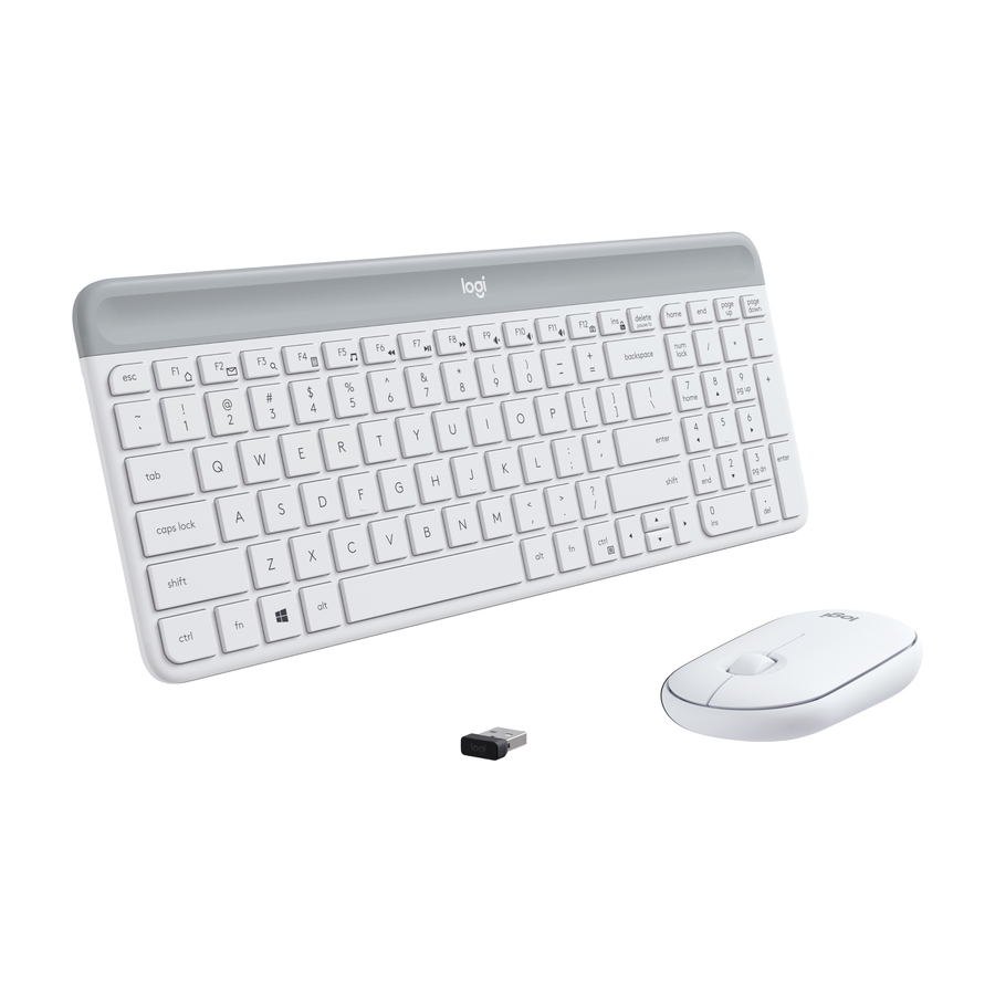 [12LogMK470-WHT] Logitech MK470 Slim Wireless Keyboard and Mouse Combo - Modern Compact Layout, Ultra Quiet - Off White