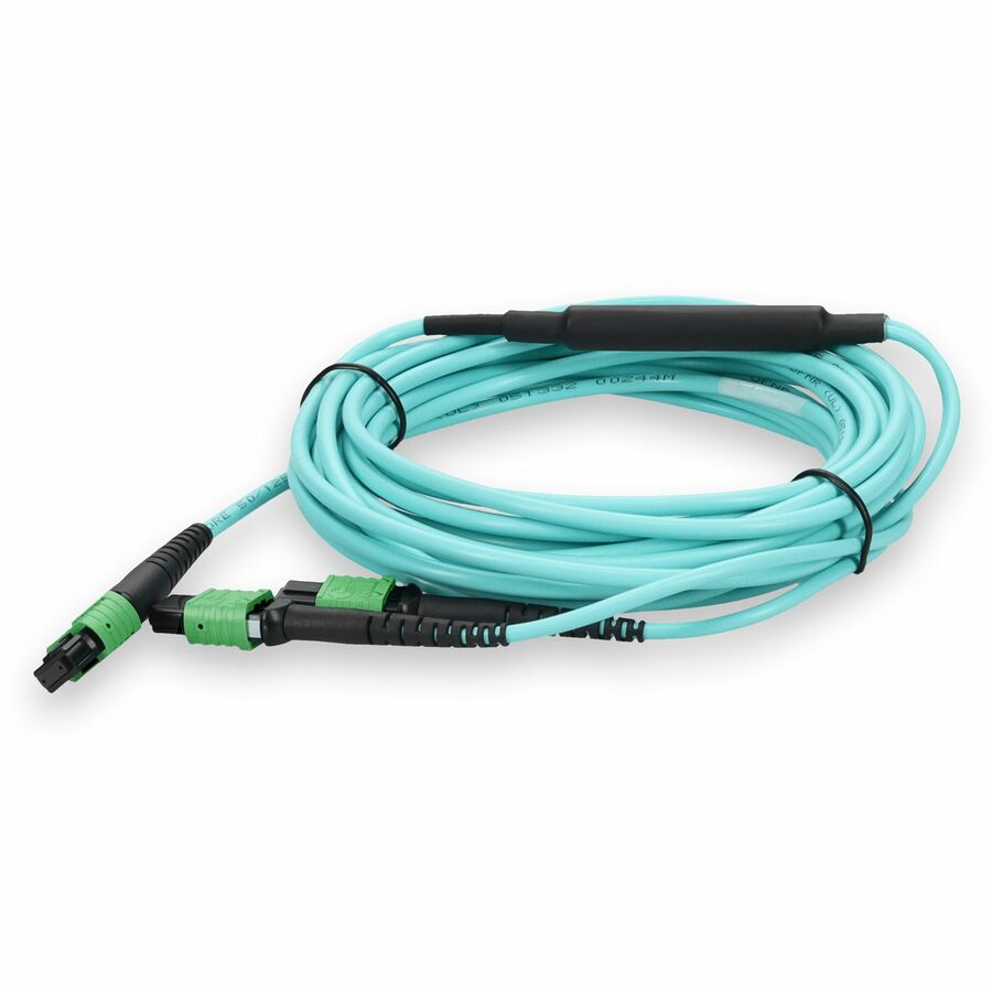 AddOn Mellanox® Compatible 10m MPO-8/APC to 2xMPO/APC Aqua OM4 LSZH 8-Strand Fiber Patch Cable