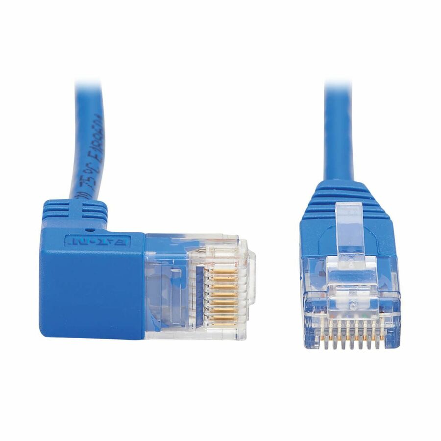 Eaton Tripp Lite Series Down-Angle Cat6 Gigabit Molded Slim UTP Ethernet Cable (RJ45 Right-Angle Down M to RJ45 M), Blue, 2 ft. (0.61 m)