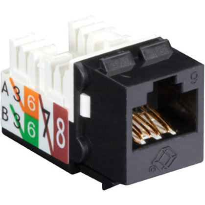 Black Box 25-PK Black Unshielded CAT6 Keystone Jack, 110 Punchdown, TAA