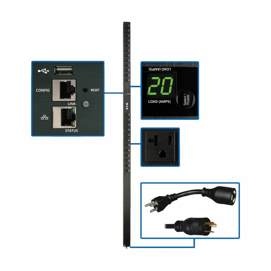 Tripp Lite by Eaton PDU 1.9kW Single-Phase Switched PDU - LX Interface 120V Outlets (24 5-15/20R) 10 ft. (3.05 m) Cord with L5-20P 0U TAA
