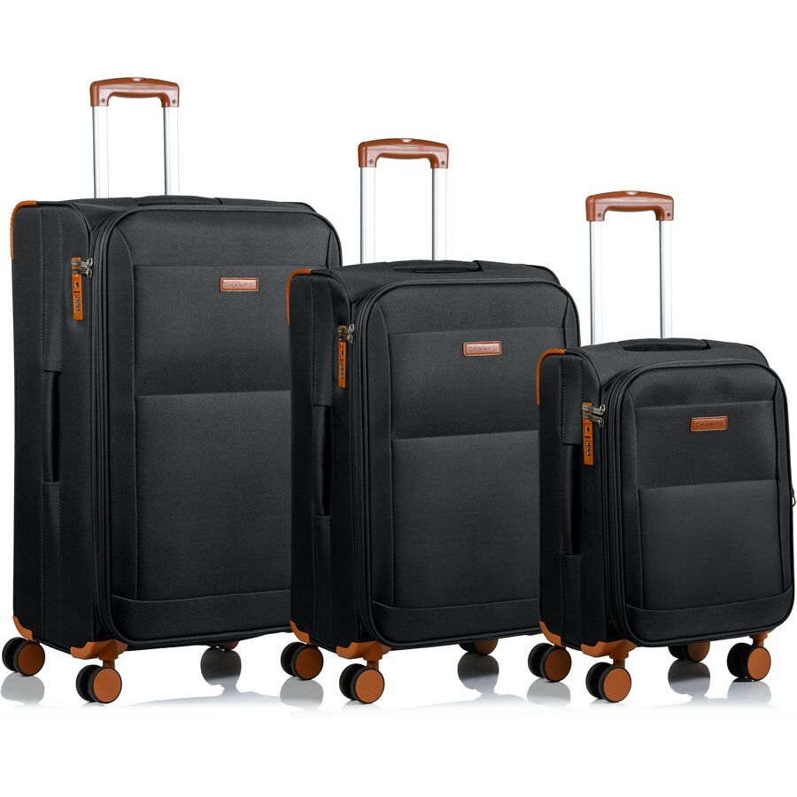 CHAMPS Classic Collection - 3-piece Softside Luggage set - Black