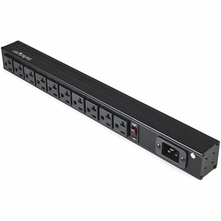 StarTech 10 Outlet Rack Mount Power Strip 125V/16 Amp, 1U Horizontal 19" Rackmount PDU, NEMA 5-20P Input, 10x NEMA 5-15/20R Outlets