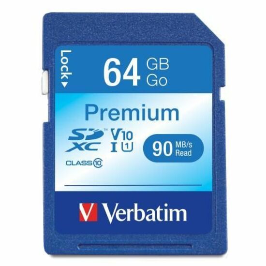 Verbatim 64GB Premium SDXC Memory Card, UHS-I Class 10