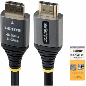 StarTech 15ft (4.5m) Premium Certified High Speed HDMI Cable, 4K 60Hz/1440p 144Hz, High-Flex HDMI 2.0 Cable with HDR10/ARC, 18Gbps