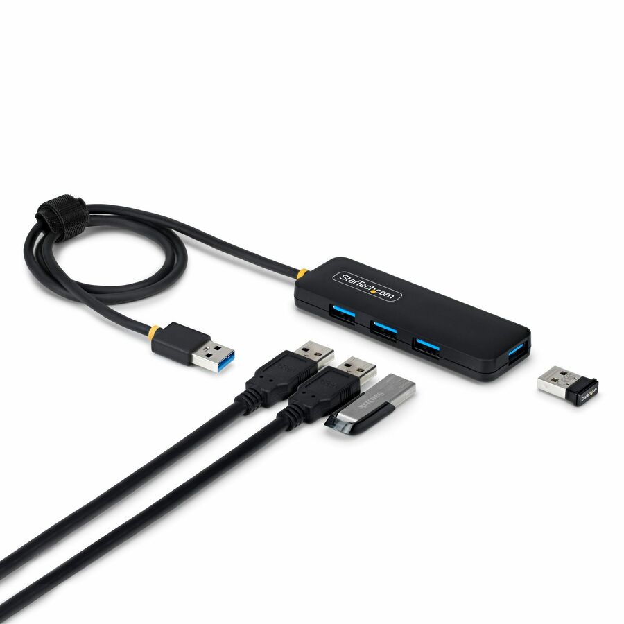 StarTech 4-Port USB-A Hub, 5Gbps, Bus Powered, USB-A to 4x USB-A Mini Hub, Extra Long 2ft/61cm Host Cable, 70% PCR Plastic Housing