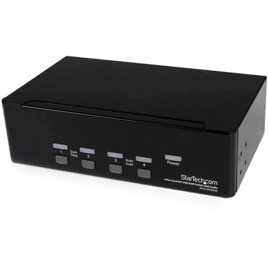 StarTech 4 Port Dual DVI USB KVM Switch w/ Audio & USB Hub, TAA