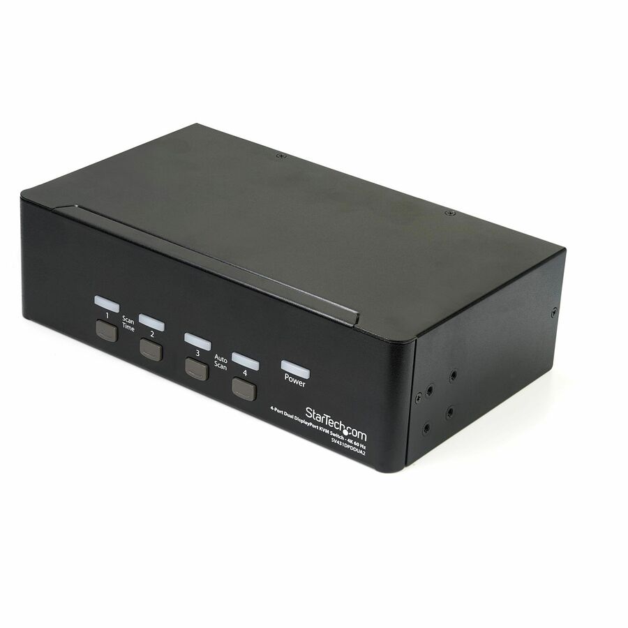 StarTech 4 Port Dual DisplayPort KVM Switch, DisplayPort 1.2 KVM, 4K 60Hz, TAA
