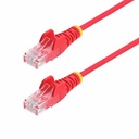 StarTech 1ft Red Slim CAT6 Ethernet Cable, Slim Snagless RJ45, UTP, LSZH, 28AWG Bare Copper, Slim Network Patch Cord