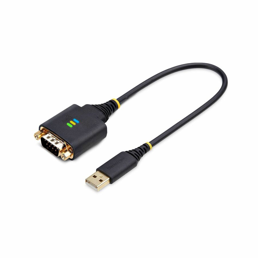 StarTech 1ft (30cm) USB to Serial Adapter Cable, COM Retention, FTDI, DB9 RS232, Interchangeable DB9 Nuts/Screws, Windows/macOS/Linux