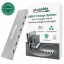 Plugable 6 Port USB C Charging Station, Up to 100W Charger for Multiple Devices with Priority Charging