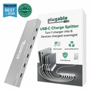 Plugable 6 Port USB C Charging Station, Up to 100W Charger for Multiple Devices with Priority Charging
