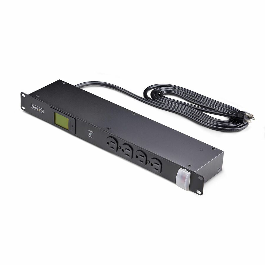 StarTech 16-Outlet Horizontal Rack Mount Metered PDU, 1U Server Power Strip w/Surge Protector, 125V/15A, 8ft (2.4m) Power Cord, TAA