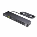 StarTech 16-Outlet Horizontal Rack Mount Metered PDU, 1U Server Power Strip w/Surge Protector, 125V/15A, 8ft (2.4m) Power Cord, TAA