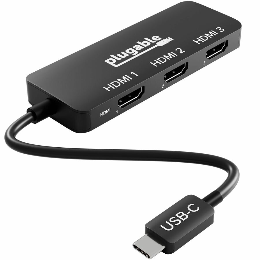 Plugable USB C to HDMI Multi Monitor Adapter - Triple 4K60 Displays - Driverless MST Hub for Windows, Chrome OS, USB-C, Thunderbolt, USB4 Laptops