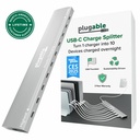Plugable 10 Port USB C Charging Station, Up to 100W Charger for Multiple Devices with Priority Charging