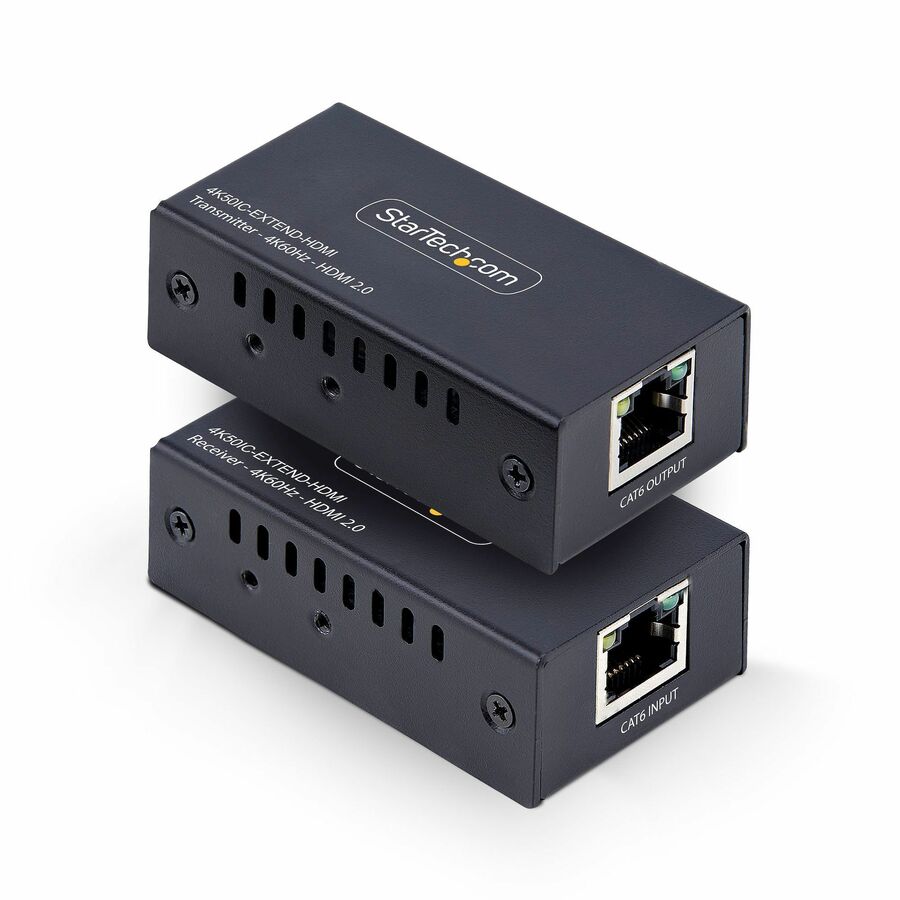 StarTech HDMI Extender Over CAT5e/CAT6, 4K 60Hz, Up to 200ft (60m), Transmitter and Receiver Kit, Power Over Cable