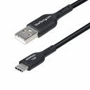 StarTech 1ft (30cm) USB-A to USB-C Charging Cable, Charge & Sync, 3A, USB 2.0, TPE Jacket - Black USB Charging Cord