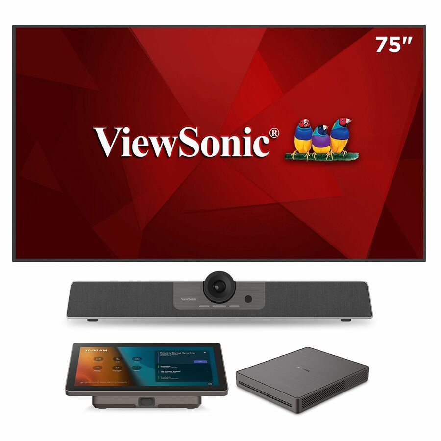 ViewSonic CDE7530-MTR - TeamJoin Microsoft Teams Room Bundle 75 Inch 4K Display, Mini-PC, 10.1 Inch Touch Console