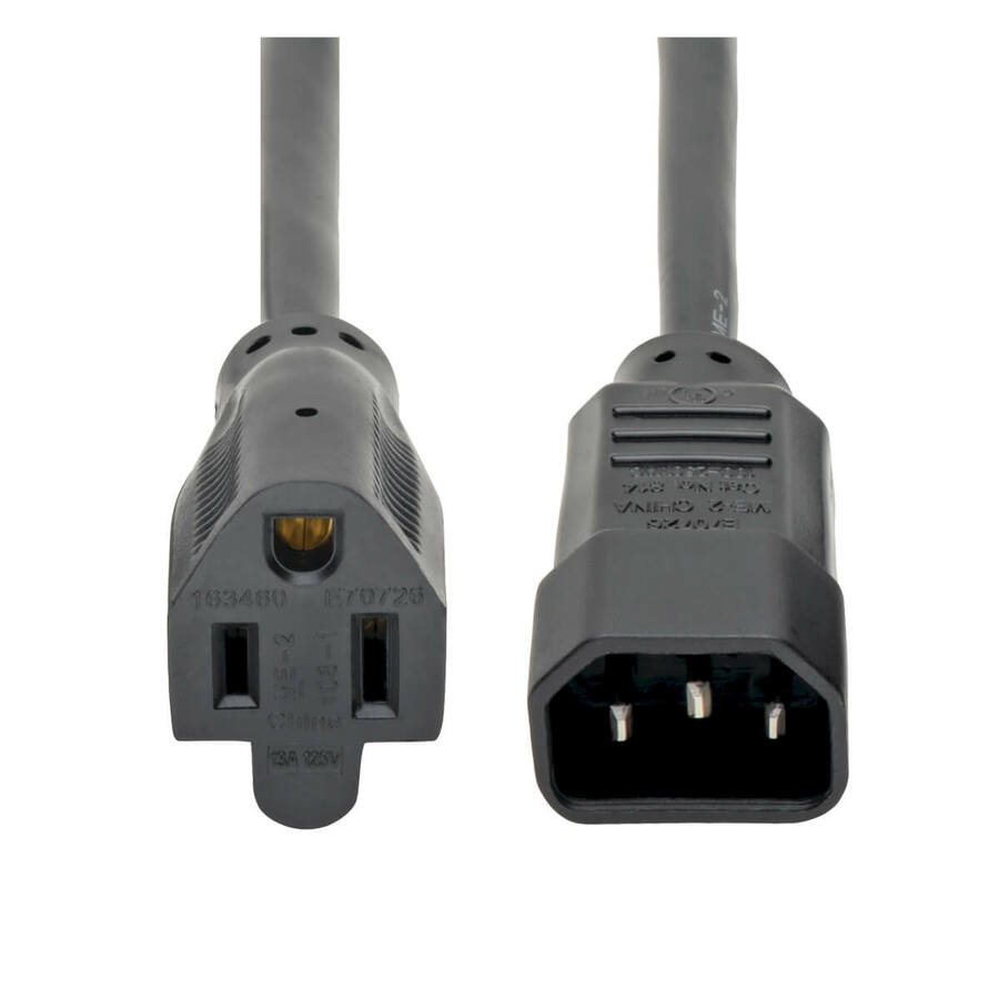 Tripp Lite by Eaton NEMA 5-15R to C14 Computer AC Power Cable - 13A 125V 16 AWG 2 ft. (0.61 m) Black