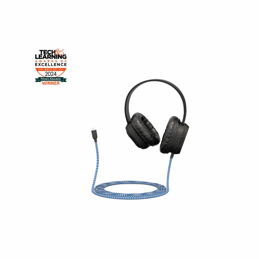 MAXCases Extreme Headphone w/braided cable, (No volume control, no mic) w/USB-C connector (Black)