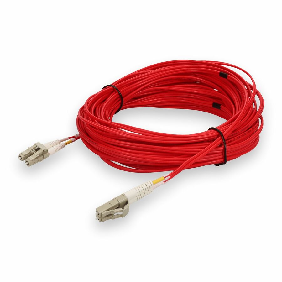 AddOn 30m LC to LC Red OM4 Duplex OFNR (Riser-Rated) TAA Fiber Patch Cable
