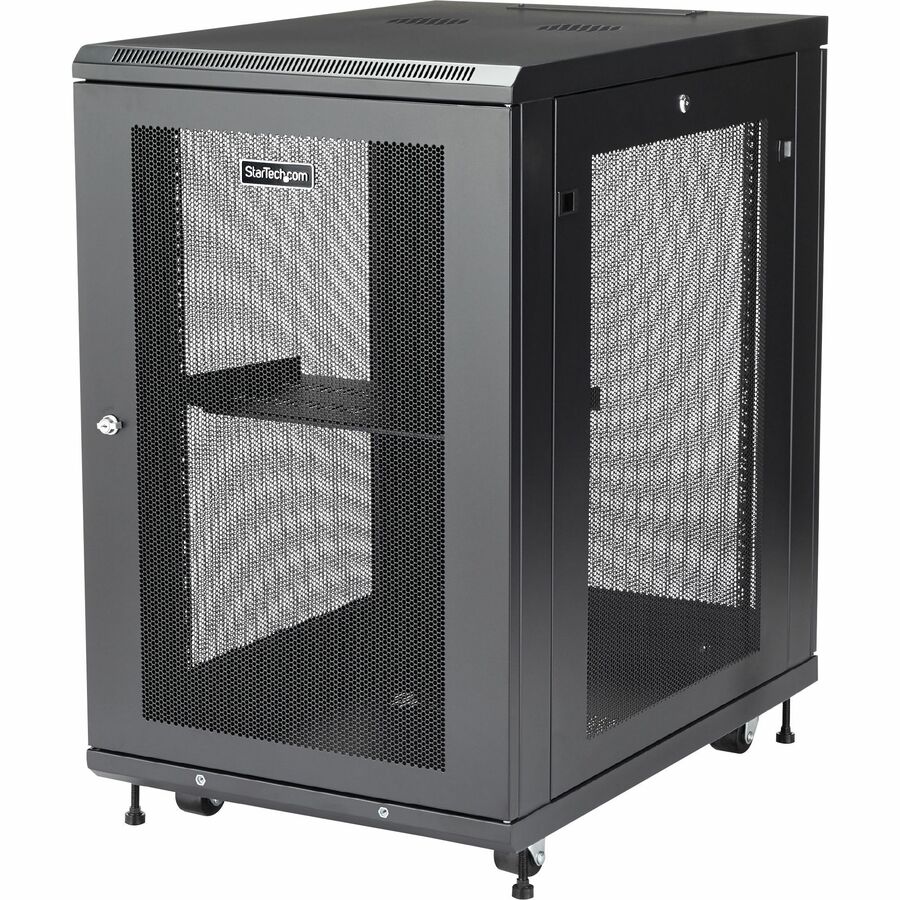 StarTech 4-Post 18U Server Rack Cabinet, 19" Data Rack Cabinet for Computer / IT Equipment, Home Network Rack, Half Height Server Rack