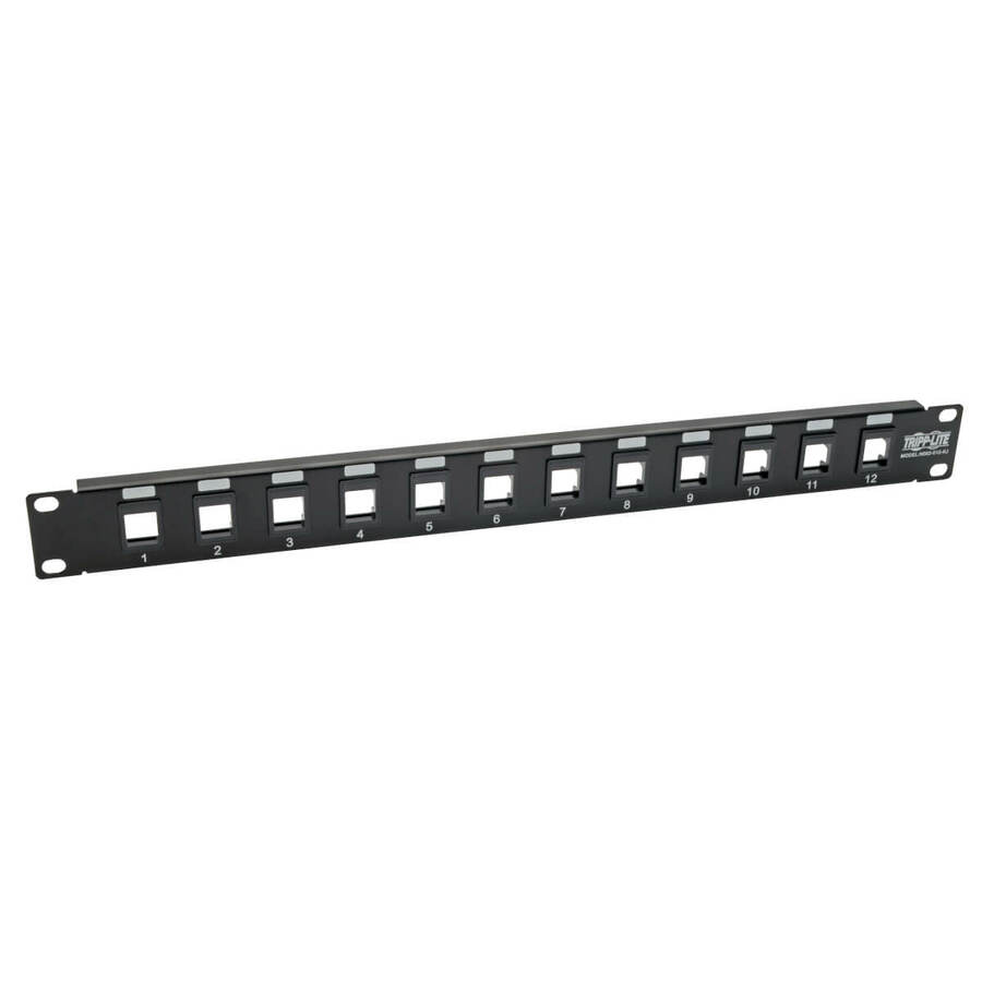 Tripp Lite by Eaton 12-Port 1U Rack-Mount Unshielded Blank Keystone/Multimedia Patch Panel RJ45 Ethernet USB HDMI Cat5e/6