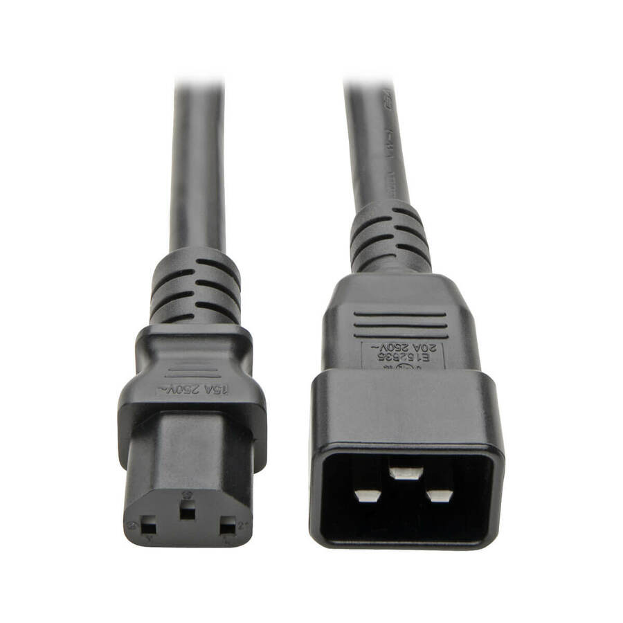 Tripp Lite by Eaton C20 to C13 Power Cord for Computer - Heavy-Duty 15A 100-250V 14 AWG 3 ft. (0.91 m) Black