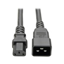 Tripp Lite by Eaton C20 to C13 Power Cord for Computer - Heavy-Duty 15A 100-250V 14 AWG 3 ft. (0.91 m) Black