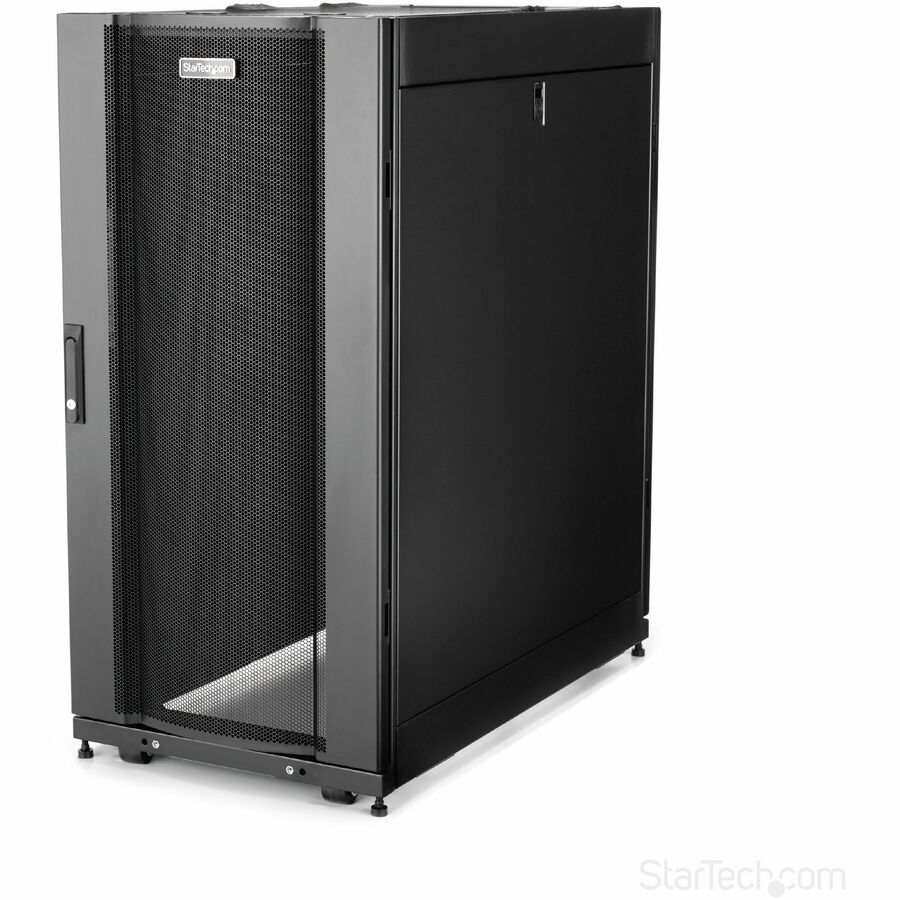 StarTech 4-Post 25U Server Rack Cabinet, 19" Data Rack Cabinet for Computer / IT Equipment, Home Network Rack, Half Height Server Rack