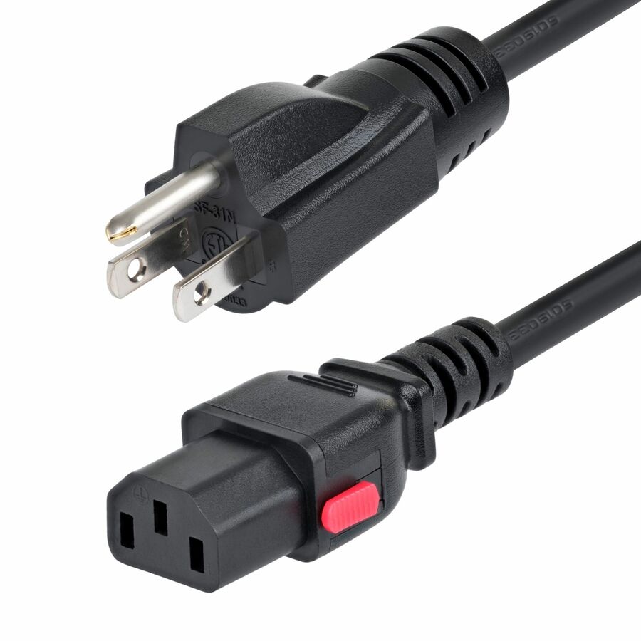 StarTech 3ft (91cm) Computer Power Cord, NEMA 5-15P to Locking C13, 125V 10A, 18AWG, Replacement AC Power Cable, ETL Listed, TAA